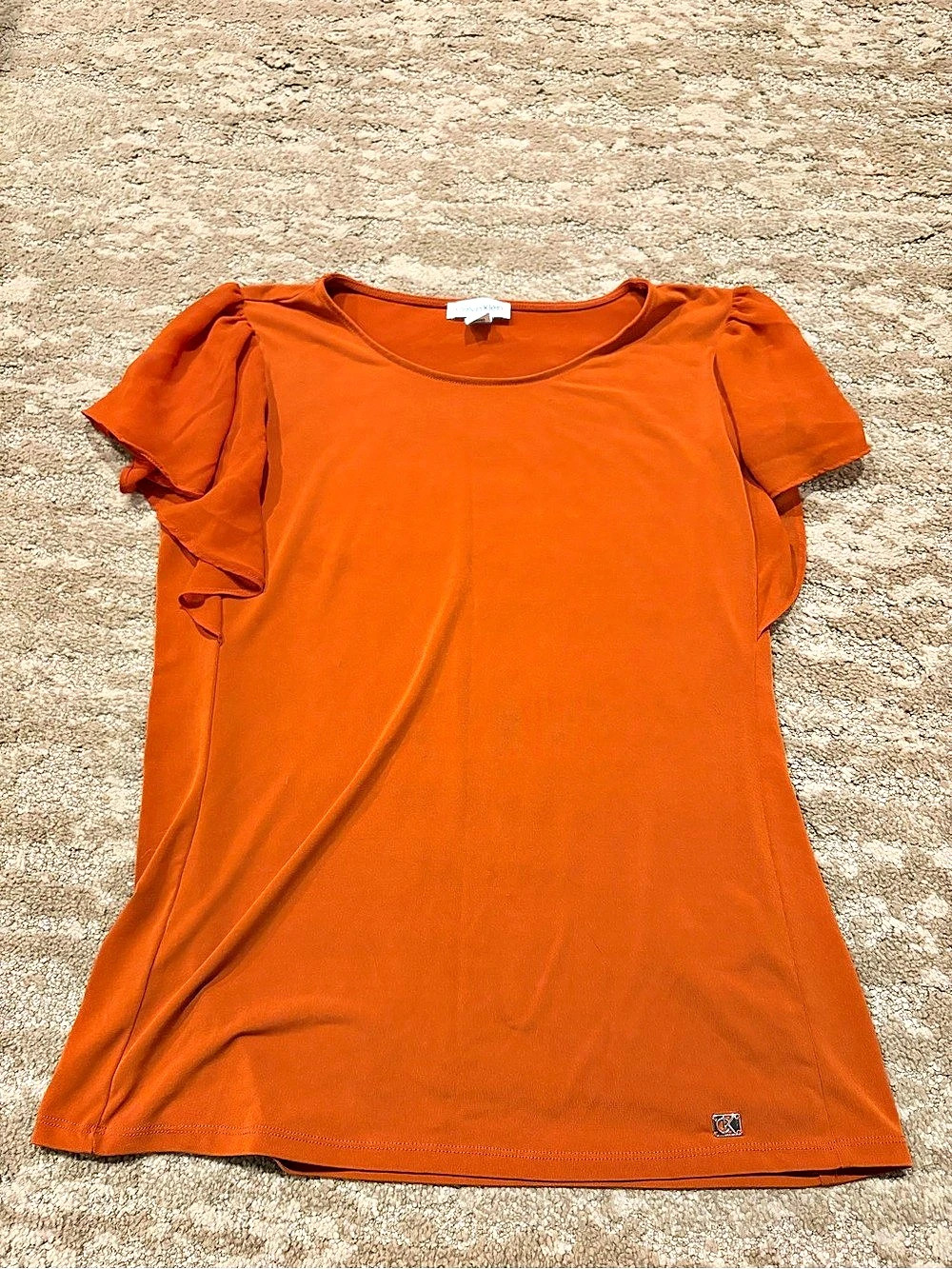 Calvin Klein Short Sleeve Top in Orange Size Medium Like New